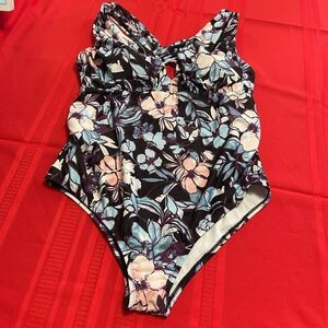 Beach Scene Collection Floral One Piece Bathing Suit Size Large